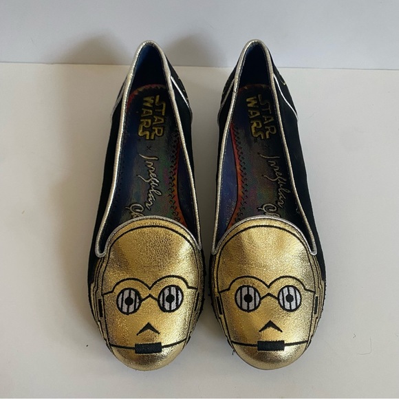Star Wars x Irregular Choice London C-3PO black suede flat loafers, Women’s 7.5 - Picture 3 of 12
